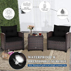3 PCS Patio Furniture Set, OneSize, Black