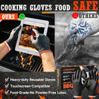 ANBOSON BBQ Gloves,Disposable BBQ Gloves Heat Resistant Cooking | 50 Disposable Nitrile Gloves with 2 Reusable Cotton Liners, Powder Free, Latex Free for Smoking,Grilling,Cooking,Food Prep