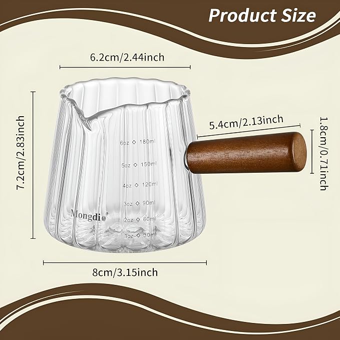 Espresso Glass with Handle 6Oz Espresso Shot Cup Espresso Measuring Cup with Dual Scale Markings Coffee Essentials for Coffee Milk