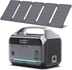Portable Power Station with Solar Panel 40W, 288Wh (90,000mAh) LiFePO4 Battery, 350W (600W Peak) Generator, 8.2LB Portable Charger with AC Outlets for Home, Camping, Emergency