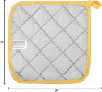 100% Cotton Kitchen Everyday Basic Terry Pot Holder Heat Resistant Coaster Potholder for Cooking and Baking Set of 5 Yellow