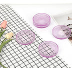 Modern Clear Coaster Set of 5- Glass Coasters for Drinks, Clear Purple | Crystal Coasters Round Cup Mat Coffee Table Decor for Office, Kitchen, Bar, Dining Room, Living Room, Patio