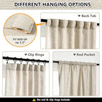 MYSKY HOME Cotton Curtains for Living Room Farmhouse Semi Sheer Light Filtering for Windows, Linen Look Texture Soft Modern Decor Country Style, 50" x 84", Light Oatmeal, 2 Panels