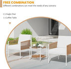 Shintenchi 3 Piece Wicker Patio Furniture Set, Outdoor Furniture Rattan Conversation Set with Two Single Chairs and Coffee Table for Backyard, Balcony, Poolside