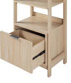 Walker Edison Modern Narrow Open Bookshelf Bottom, 22 Inch, One-Drawer Coastal Oak