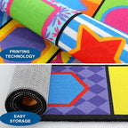 LIVEBOX Geometry Teaching Kids Rug for Classroom, Washable School Learning Area Rugs, Colorful Preschool Kids Classroom Carpet Non-Slip Playroom Mat for Home Learning,13'x7'5"(Seats-24)