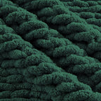Carriediosa Chunky Knit Throw Blanket 60" X 80" Twin, 100% Hand Made Large Chenille Loop Yarn Soft Fluffy Throws for Couch Sofa Bed, Big Crochet Cozy Heavy Thick Cable Woven Blankets, Dark Green