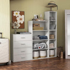 Apexa 3 Cube Storage Organizer Shelves, Stackable Wood Bookcase Fits Cubby Bins for Organization, Dorm Teen Room Decor & Home Office, White