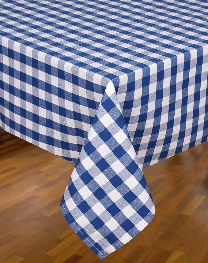 Urban Villa Tablecloth Cotton Rectangle 60x84(6-8 Seats) Blue White