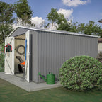 Favfurish Heavy Duty Outdoor Storage Shed, Metal Garden Shed with Sloped Roof, Lockable Doors, Black