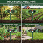 4 Pack Solar Ultrasonic Animal Repellent Outdoor Deer Repellent Devices Squirrel Cat Deterrent with Motion Sensor Waterproof Rabbit Repellent Raccoon Fortress Pro for Plants Garden Yard