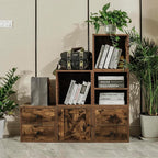 Magic DIY Cube Storage Organizer Stackable Cubes for Home Books Clothes Toy -Modular Cubby Storage System -Closet Organizer -Bookcase Closet (Antique brown, General Cube)