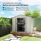 Outsunny 7' x 4' Outdoor Storage Shed, Garden Tool Metal Shed with Foundation Kit, Double Lockable Door, Air Vents and Sloping Roof, for Backyard, Patio, Lawn, White