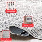 nuLOOM Mitzi Abstract Lines Machine Washable Ultra Thin Area Rug, 3' x 5', Light Grey