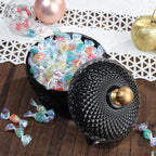 Joeyan 12 oz Small Black Glass Jars with Lid,Embossed Glass Candy Dishes,Diamond Faceted Food Container,Decorative Jewelry Box Apothecary Canisters,Colored Kitchen Bathroom Buffet Storage Organizer