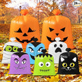 CNhoqc Halloween Lawn Leaf Bags - 24Pcs Halloween Theme Pumpkin Black Cat Ghost Mummy Patterns Waste Bags with Twist Ties, Large Grass Plastic Trash Container for Garden Outdoor Halloween Decorations
