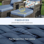 Yechen Patio Conversation Set 9 Seats with 44" Propane Gas Fire Pit Table - 8 Pcs Outdoor Wicker Furniture Set with Lid & Wind Shields - Sectional Sofa Set for Porch,Backyard