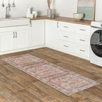 nuLOOM Gwyn Distressed Machine Washable Ultra Thin Runner Rug, 2' 6" x 8', Beige