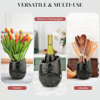 Gusto Nostro Marble Wine Chiller Bucket - 750ml Wine Bottle Cooler and Champagne Chiller for Party, Kitchen, Bar Cart Decor to Chill & Keep Bottles Cold with Unique Wine Lovers Gift Box (Black Zebra)