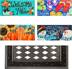 Evergreen Sassafras Bundle - Set of 5 Seasonal Interchangeable Entrance Doormats | Indoor and Outdoor |22-in x 10-in doormats and 30-in x 18-in tray | Non-slip backing | Low Profile | Home Décor