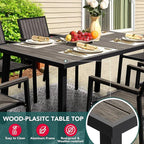 Pamapic Aluminum Outdoor Dining Set, Patio Dining Set for 8 with 6 Outdoor Stackable Chairs, Patio Table and Chairs Set with Plastic-Wood Table Top for Patio, Garden(Charcoal Gray)