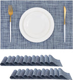 Leetaltree Deep Navy Woven Placemats Set of 24 - Heat Resistant Non-Slip Place mats for Dining Table, Washable Durable PVC Vinyl Woven Table Mats(Deep Navy, 24)