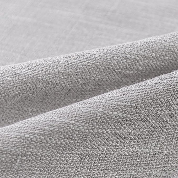 MYSKY HOME Short Curtains for Small Window, Boho Sheer Curtains 2 Panels Set Window Treatment Drapes Linen Style Texture for Closet/Kitchen, 50"x63", Light Grey, 2 PCs