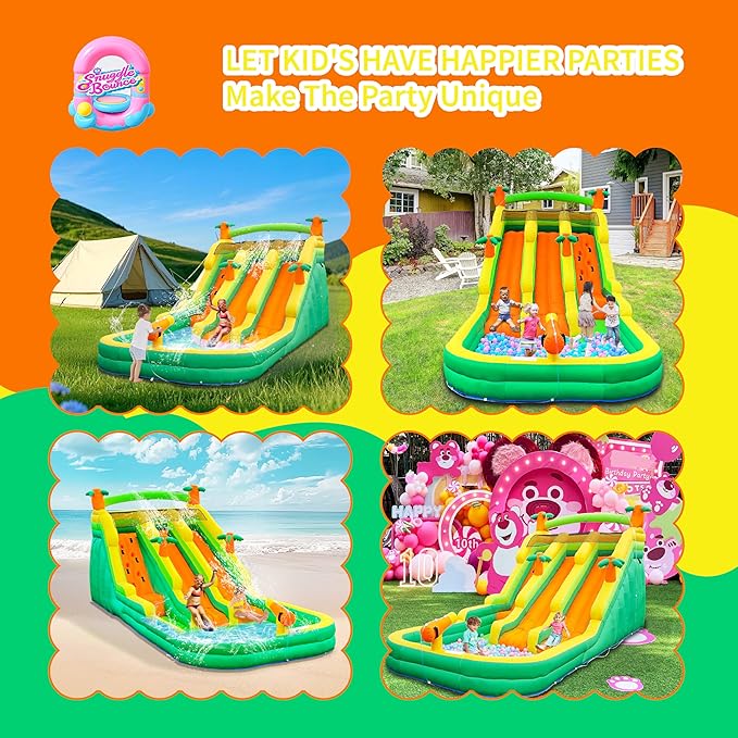 20FT Oxford Inflatable Water Slide Waterslides for Kids and Adults Rainforest Style Water Slide Bounce House and Swimming Pool Wet Dry Use Summer Fun Water Park for Outdoor-Including Blower