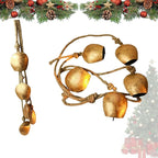 Harmony 5 Cow Bells Cluster on Rope - Large Rustic Vintage Lucky Cow Bells On Rope Wall Hanging Decor