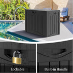 45 Gallon Deck Box, Resin Outdoor Indoor Waterproof Storage Box, Lockable Storage Box With Handle for Patio Furniture - Garden Tools - Swimming Pool Tools UV-Resistant, Black