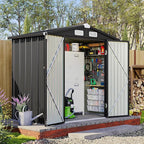 6x4 FT Outdoor Storage Shed, Metal Garden Tool Shed with Sloping Roof & Lockable Door for Patio Lawn Backyard (Black)
