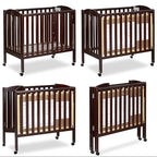 3 in 1 Portable Folding Stationary Side Crib in Espresso, Greenguard Gold Certified , 41x26x40 Inch (Pack of 1)