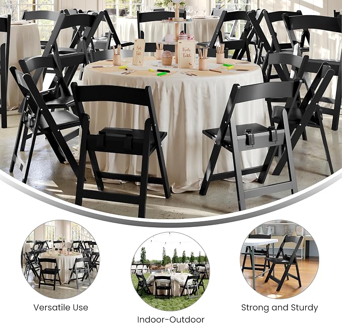 Flash Furniture Hercules Kids Resin Folding Chair, Black, 2-Pack | Black Vinyl Padded Seat