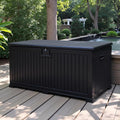 230 Gallon Outdoor Storage Box Waterproof, Extra Large Plastic Outside Deck Box Weatherproof, Resin Patio Storage Bin with Lock and Lids for Cushion, Black