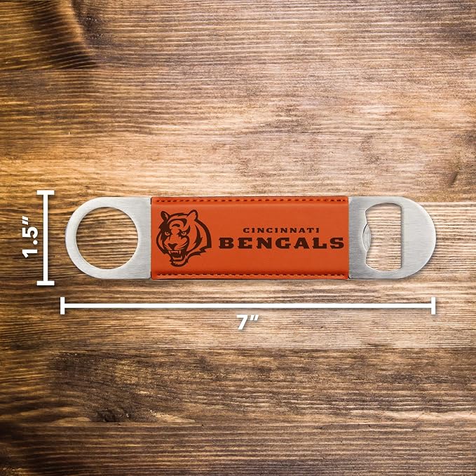 Rico Industries NFL Laser Engraved Bar Blade Faux Leather Laser Engraved Bar Blade - Great Beverage Accessory for Game Day