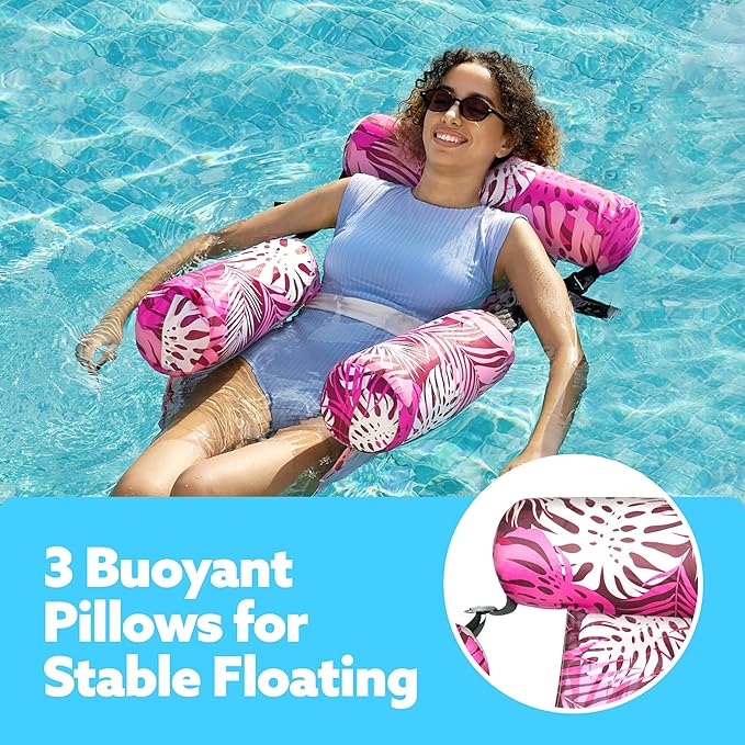 SLOOSH Inflatable Pool Floats Adult,2 Packs Floating Lounge Chairs,Blow up Pool Noodles for Adult Heavy Duty,Floating Chair for Party Summer Water Beach Lake Fun