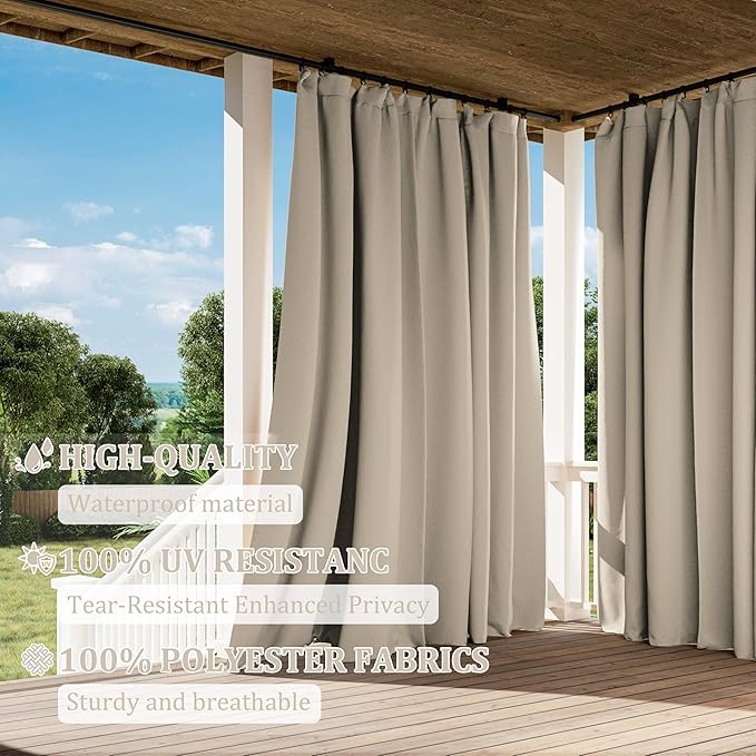 Gazebo Universal Replacement Privacy Curtain,10'×10' Gazebo Outdoor Waterproof Curtains, 4-Panels Sidewall Curtains with Double Zipper for Patio Canopy, Garden and Backyard (Curtain Only)