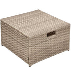 Set, 4 Piece Outdoor Wicker Rattan Sectional Sofa with Glass Table, Ottoman and Soft Cushions, Front Porch Apartment Patio Furniture for Backyard Lawn Garden, Onesize, E-Gray-e
