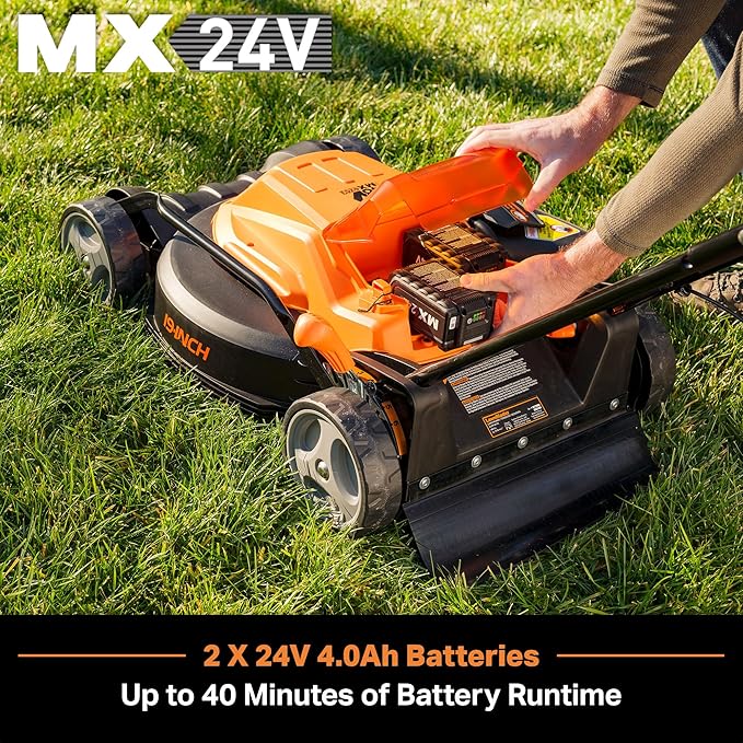 LawnMaster CLMF4819X 19-inch Brushless Cordless Mower with 2X24V MAX* 4.0Ah Battery and a Dual Charger 6 Cutting Position