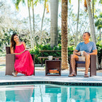 Nestl Wicker Outdoor Furniture Set - 3 Piece Patio Bistro Set (Brown/Navy)