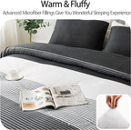 Andency Black Comforter King Size, 3 Pieces Black White Gray Patchwork Striped Comforter (104x90 Inch), Soft Microfiber Down Alternative King Comforter Bedding Sets with Corner Loops