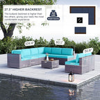 Kullavik 9PCS Outdoor Patio Furniture Set PE Wicker Rattan Sectional Sofa Patio Conversation Sets,Blue