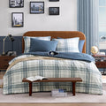 Blue Comforters Queen Size, Plaid Queen Bed Set for Boys & Girls,Classic Homestead-style Queen Size Comforter Sets with Sheets and Comforter Set