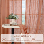LAMIT Extra Long Linen Curtains 108 inch Long for Living Room, Light Filtering Bronze Grommet Window Textured Semi Sheer Drapes for Bedroom Farmhouse, 2 Panels, 52 x 108 Inch, Terracotta