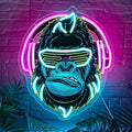 Headphones Gorilla Neon Sign Dimmable Kong Led Neon Light for Wall Decor,Game Room,Man Cave,Home Party Bar Decor,USB Powered Led Sign
