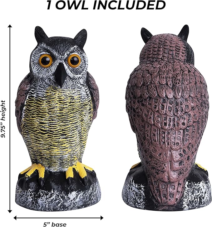 Galashield Owl Decoy to Scare Birds Away | Plastic Owls to Scare Birds Away | Owl Statue for Garden & Outdoors