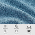 Macochico Blue 100% Blackout Linen Curtains 96 Inches Long Pinch Pleated Curtains for Bedroom Living Room Nursery Farmhouse Insulated Sound Reducing Drapery with Tieback 84”Wx96”L 1 Panel