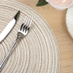 SHACOS Round Placemats Set of 6 Braided Circle Place Mat Washable 15 inch Table Mats for Kitchen Dining Table Decor Mixed Color (Ivory, 6)