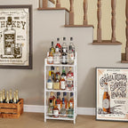 KLM Liquor Bottle Display Shelf, Liquor Cabinet bar for Home, 4 Step Liquor cabinetck, Mini bar,Liquor Cabinet, Home Retro Bar Shelf Stand for Liquor Whiskey, Spirits. (White)