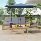 4 Piece Acacia Wood Patio Furniture L-Shaped Outdoor Sectional Sofa Coffee Table, FSC Certified Conversation Set w/Beige Cushions for Garden Backyard